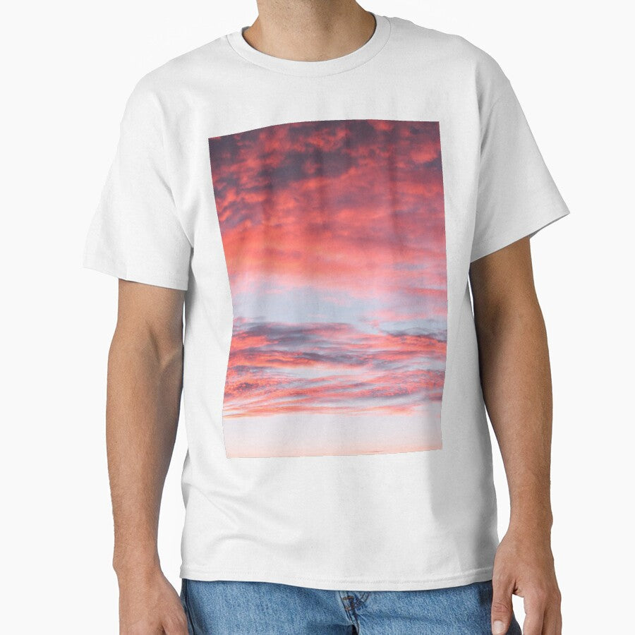 Beautiful Vibrant Pink Sunset Sky by newburyboutique Unisex , , , Long Sleeve Tee