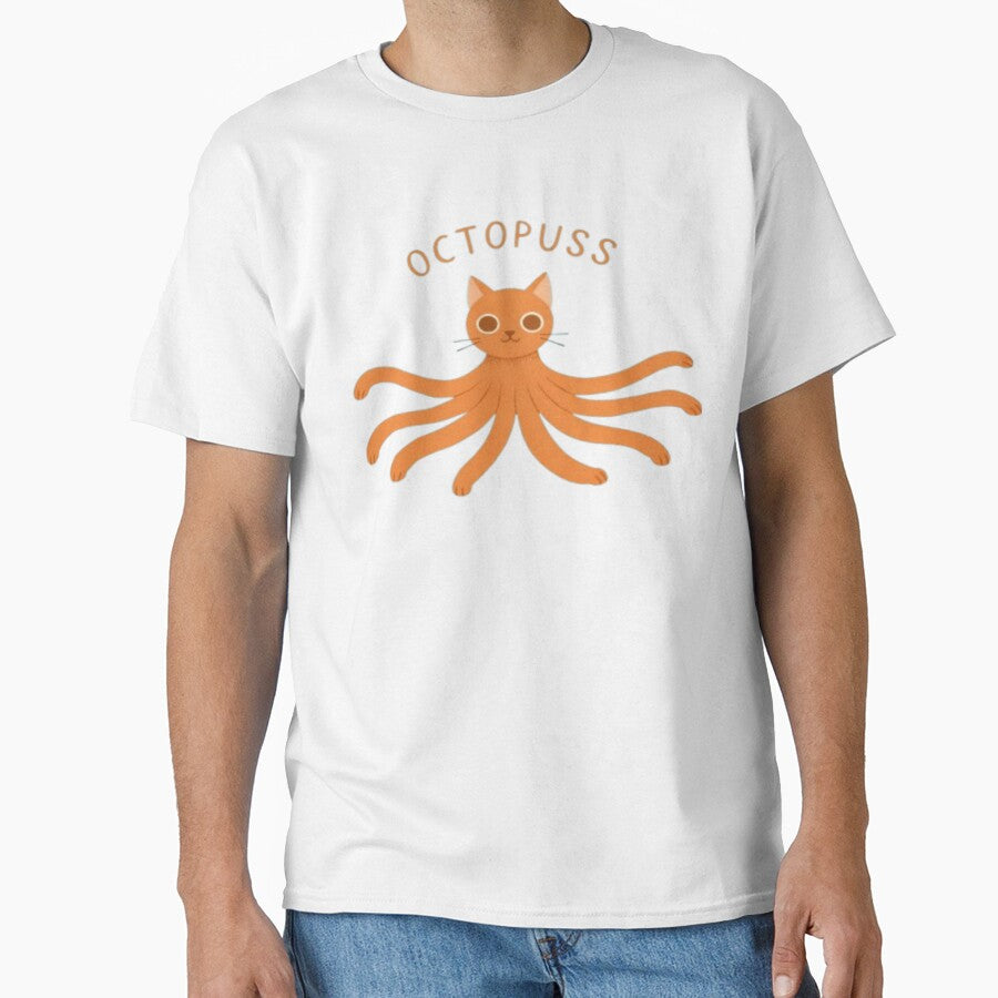 Octopuss Cat Cloth PRINT – Cute Octopus Cat Pun Illustration by PixelPopsShop