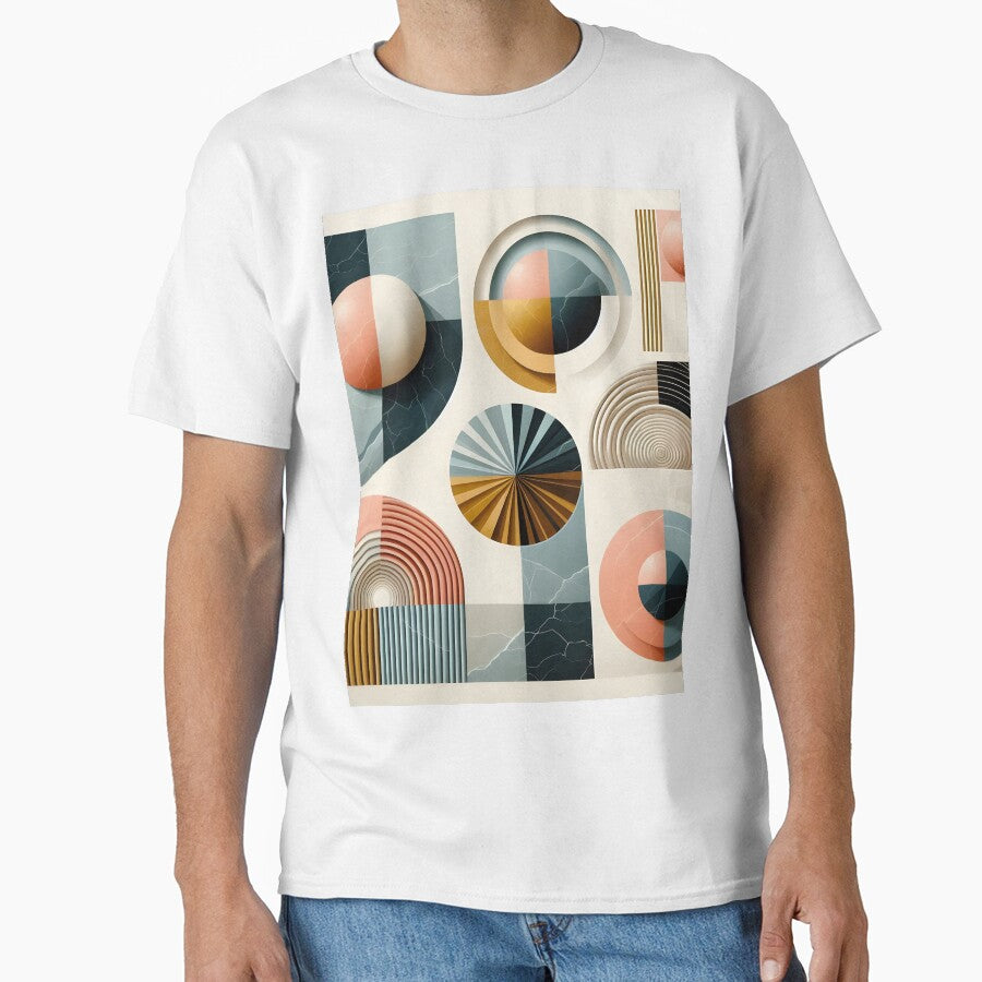 Mid-century modern geometric shapes with colorful marble textures by BlackCatspet1