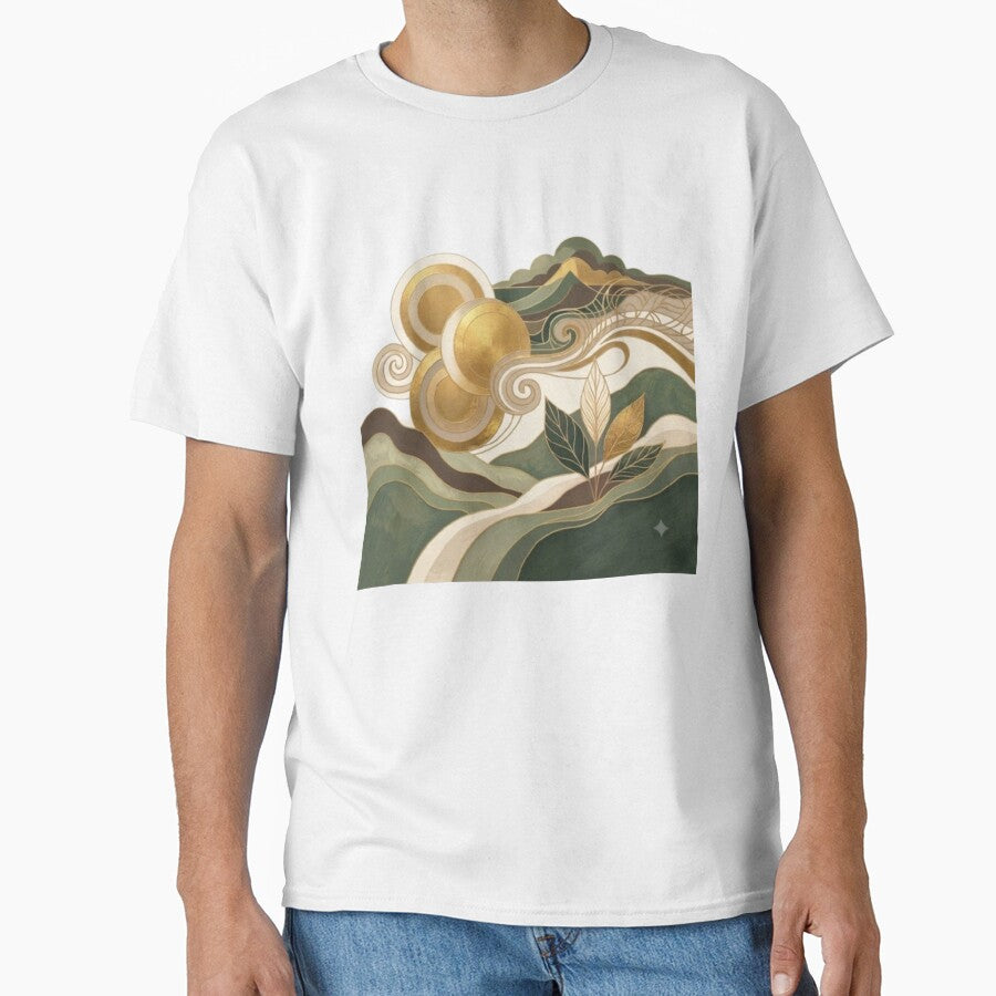Golden Abstract Landscapes: Modern Minimalist Zen Art by Northern Glow Art
