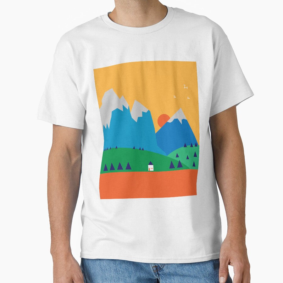 Mountain sunset view Classic by Lorrre Unisex , , , Long Sleeve Tee