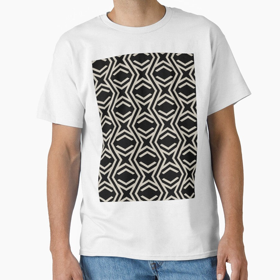 Black and Beige Zig Zag Stripe Star Pattern Pairs DE 2022 Trending Color Bay Salt DET642 by ColorOfTheYears
