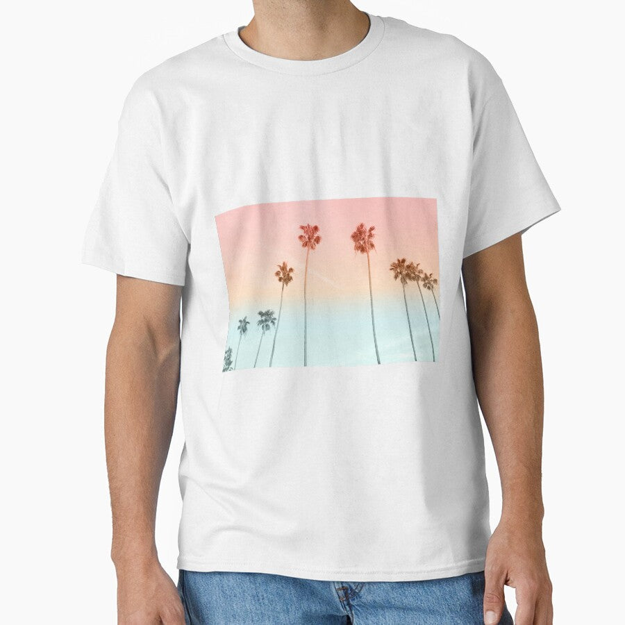 Cotton Candy Sky Palm Trees by PixDezines Unisex , , , Long Sleeve Tee