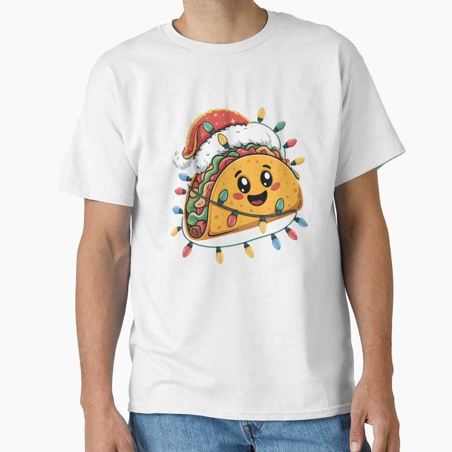 Taco Santa Hat Christmas Lights Tacos Xmas Women Kids Men by clothesy7 Unisex , , , Long Sleeve Tee