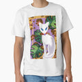 Mystic White Cat with Monstera Leaves by Artondra Hall