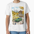 Modern touring car passing a festive mountain inn by RevUpDesign
