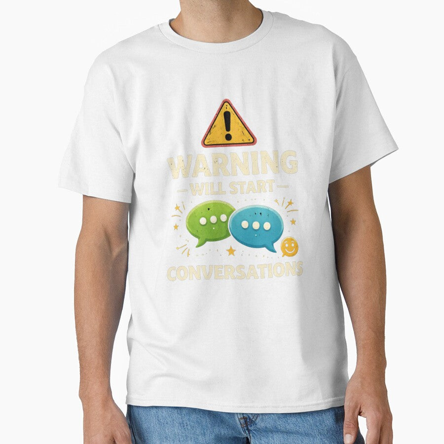 Warning Will Start Conversations Funny Extrovert Humor Design by Tropivaro Unisex , , , Long Sleeve Tee