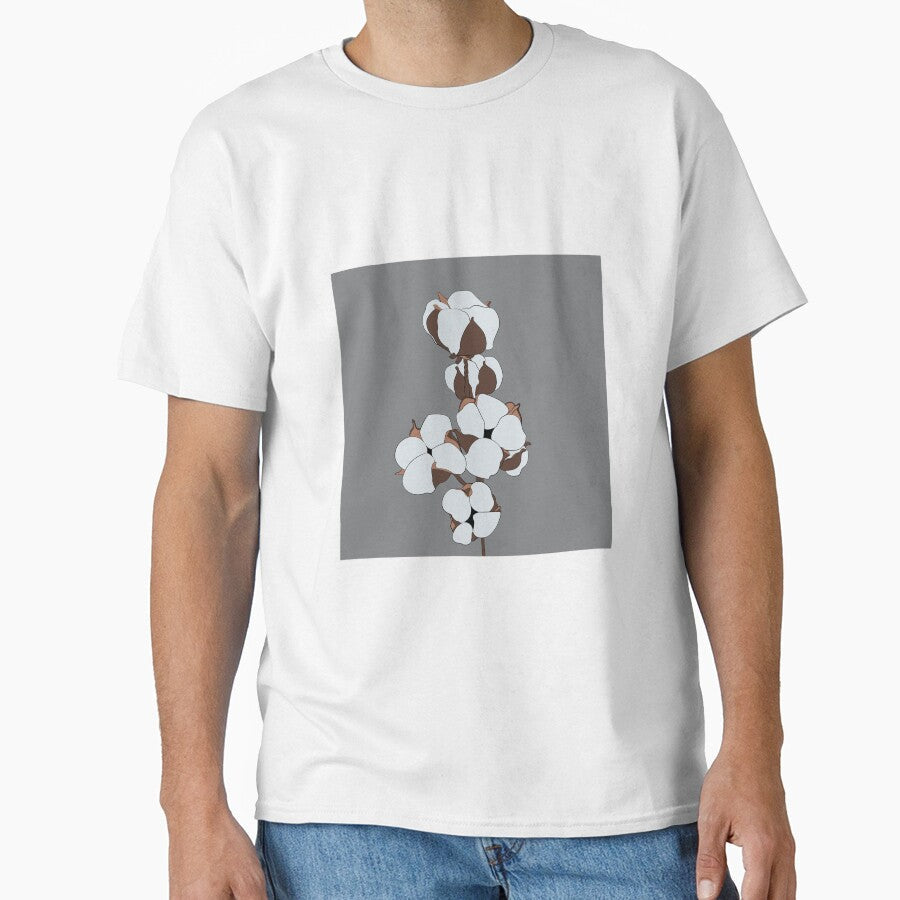 Botanical illustration | Flowering branch cotton by mariline-design Unisex , , , Long Sleeve Tee