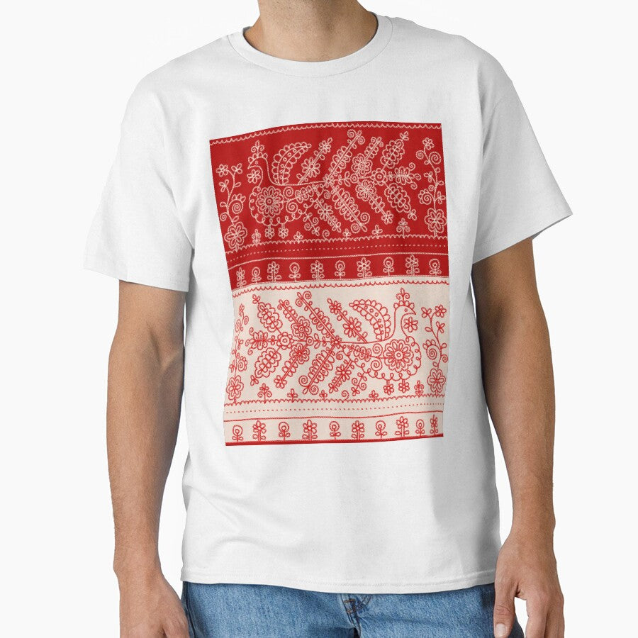Karelian red and white embroidery bird by 1enchik