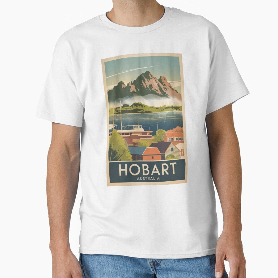 Hobart Vintage Travel Poster by TravelerRat Unisex , , , Long Sleeve Tee