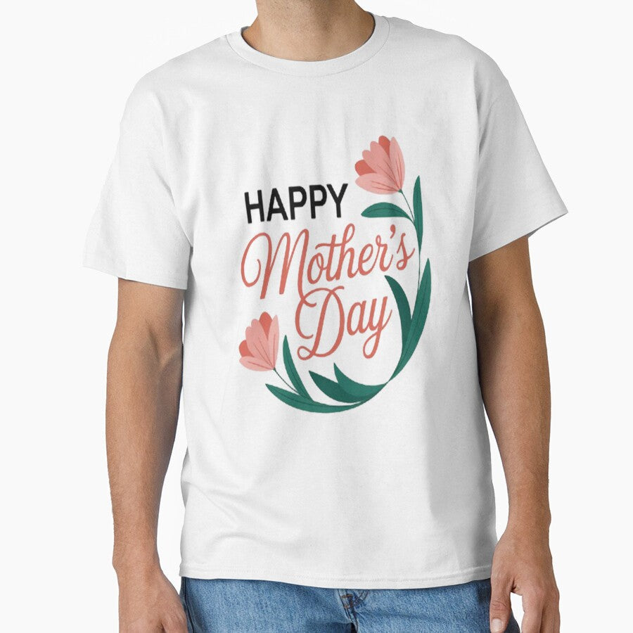 Happy Mothers Day Floral Typography Design by Craft99 Unisex , , , Long Sleeve Tee
