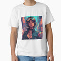 Retro Pixel Art Beautiful Girl In Cyberpunk by pexoboy Unisex , , , Long Sleeve Tee
