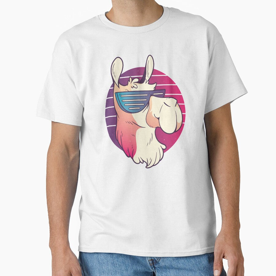 Cool Llama With Sunglasses - 80s 90s Retro Nostalgia by AaaleXX Unisex , , , Long Sleeve Tee
