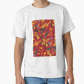 Retro Style Flowers on Red Background by printheavenart