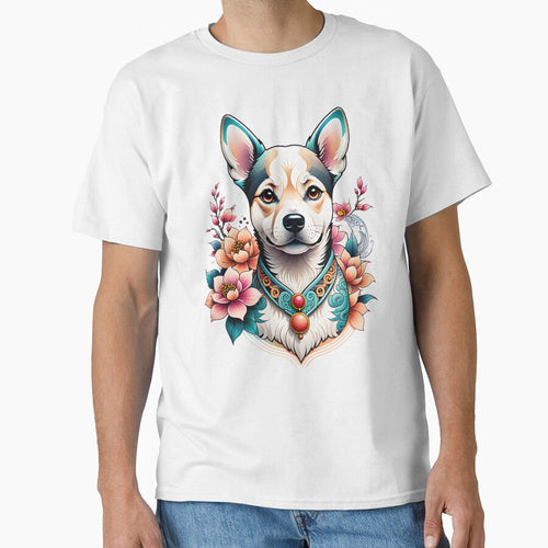 A cute dog with beautiful flowers in Chinese style by DADA635
