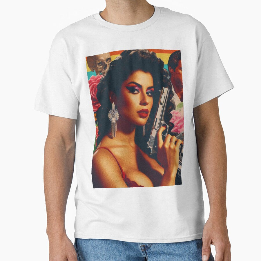 Retrowave Action Woman by PulpVintage Unisex , , , Long Sleeve Tee