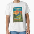 Brisbane Vintage Travel Poster by TravelerRat Unisex , , , Long Sleeve Tee