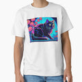Lunar Cat – Neon Black Cat under a Cyan Full Moon by LEO'S CREATURE　れおずくりーちゃー