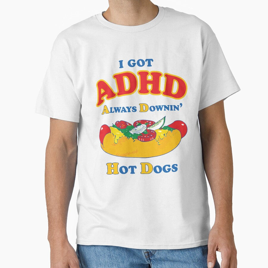Funny Hot Dog Lover Always Downin Hot Dogs Food Humor Cartoon Design by kiralynstration Unisex , , , Long Sleeve Tee