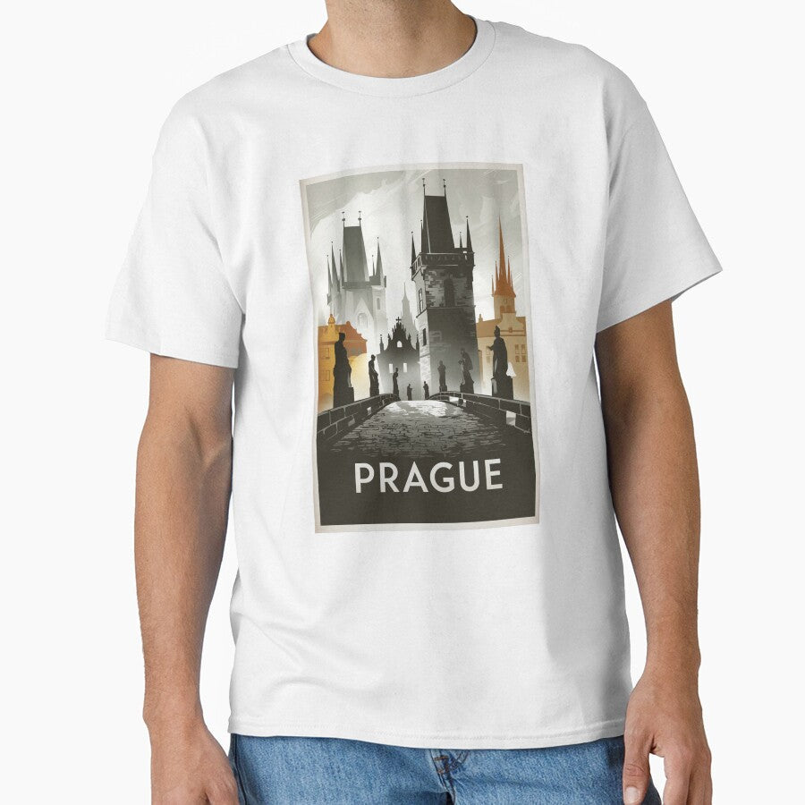 Prague Vintage Travel Poster by TravelerRat Unisex , , , Long Sleeve Tee