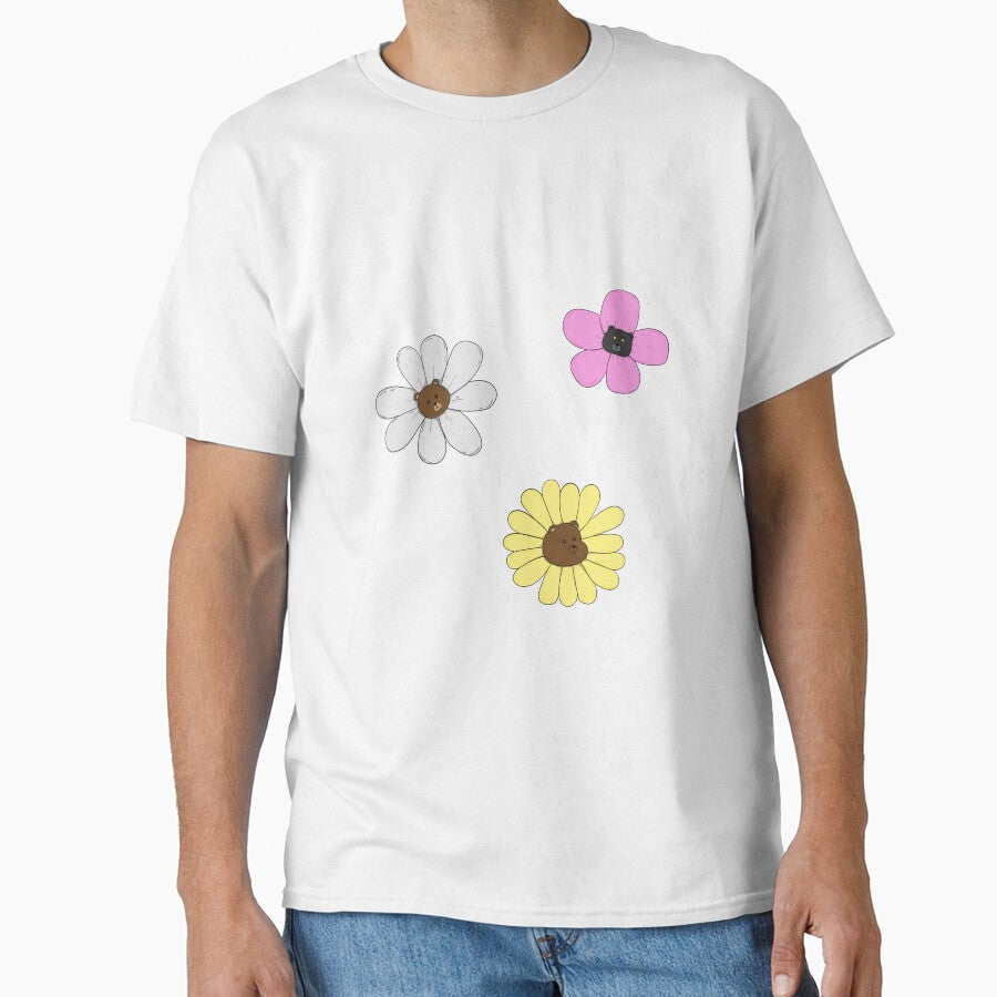 ฺBear face flower by Bearredhat Unisex , , , Long Sleeve Tee