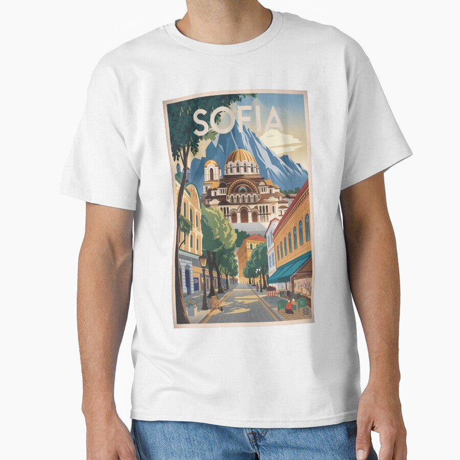 Sofia Vintage Travel Poster by TravelerRat Unisex , , , Long Sleeve Tee