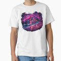 Neon Miami Nights Retro Synthwave Beach Cityscape by EmesWorks Unisex , , , Long Sleeve Tee
