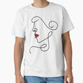 Minimalist Line Art Face with Red Lips | Abstract Woman Drawing Aesthetic by Hannah-Yei