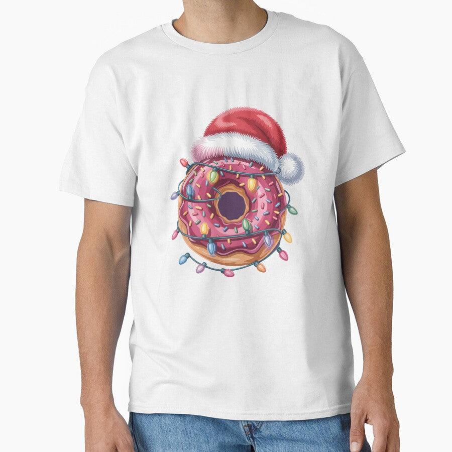 Donut Lover Christmas Lights Santa Hat Xmas Kids Women Men by clothesy7 Unisex , , , Long Sleeve Tee