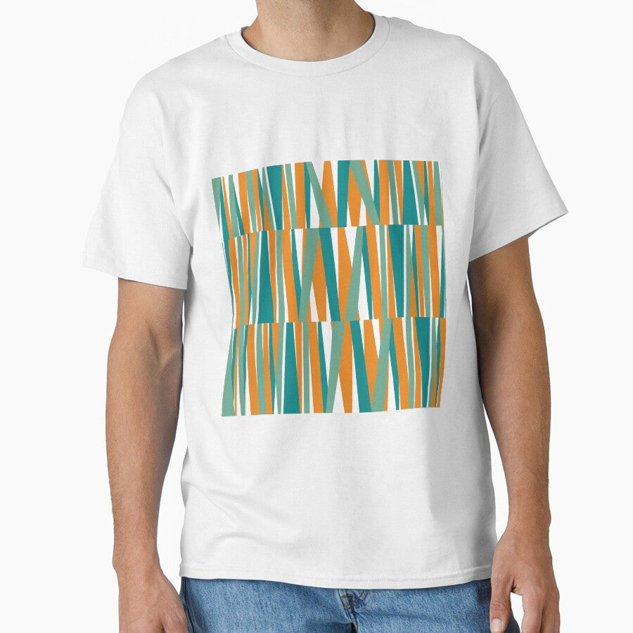 Retro Angular Stripes Blue and Orange by QuestingPixel