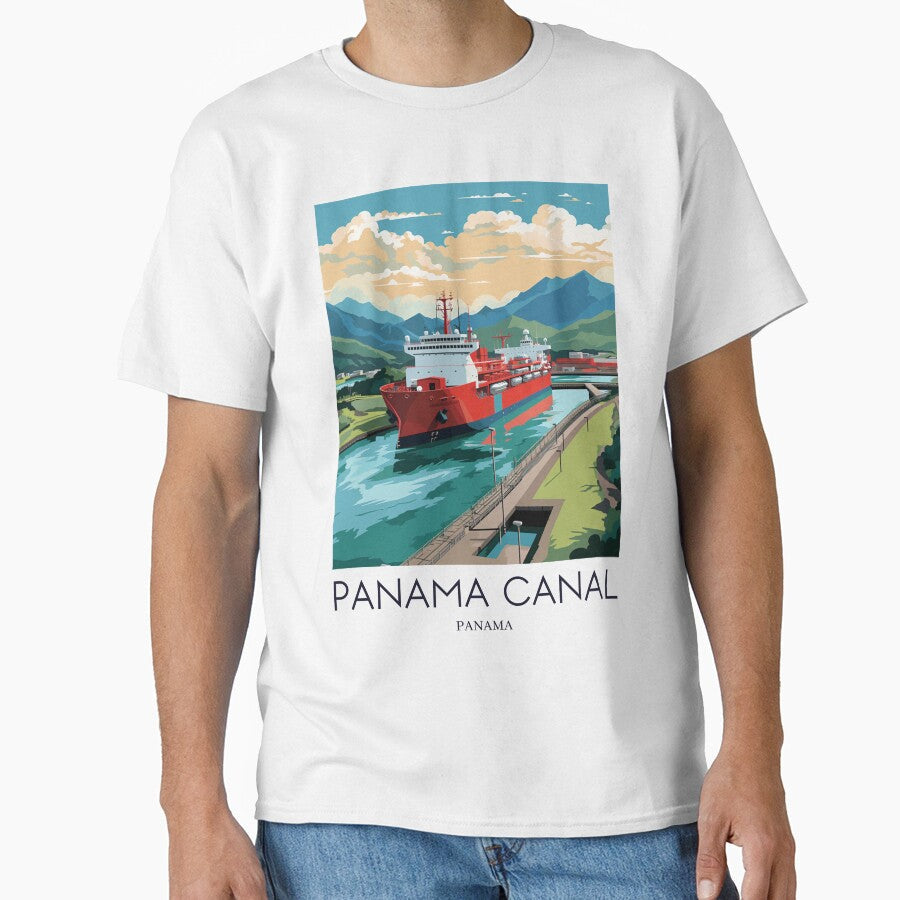 A Pop Art Travel Print of the Panama Canal - Panama by StudioRedKoala Unisex , , , Long Sleeve Tee