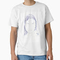 Woman Face Drawing Art Print — Blue Ink Line Art by essentialink