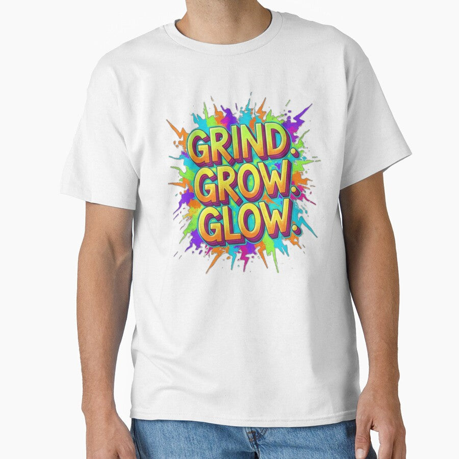 Grind Grow Glow – Motivational Streetwear Typography by MalPhiri Unisex , , , Long Sleeve Tee