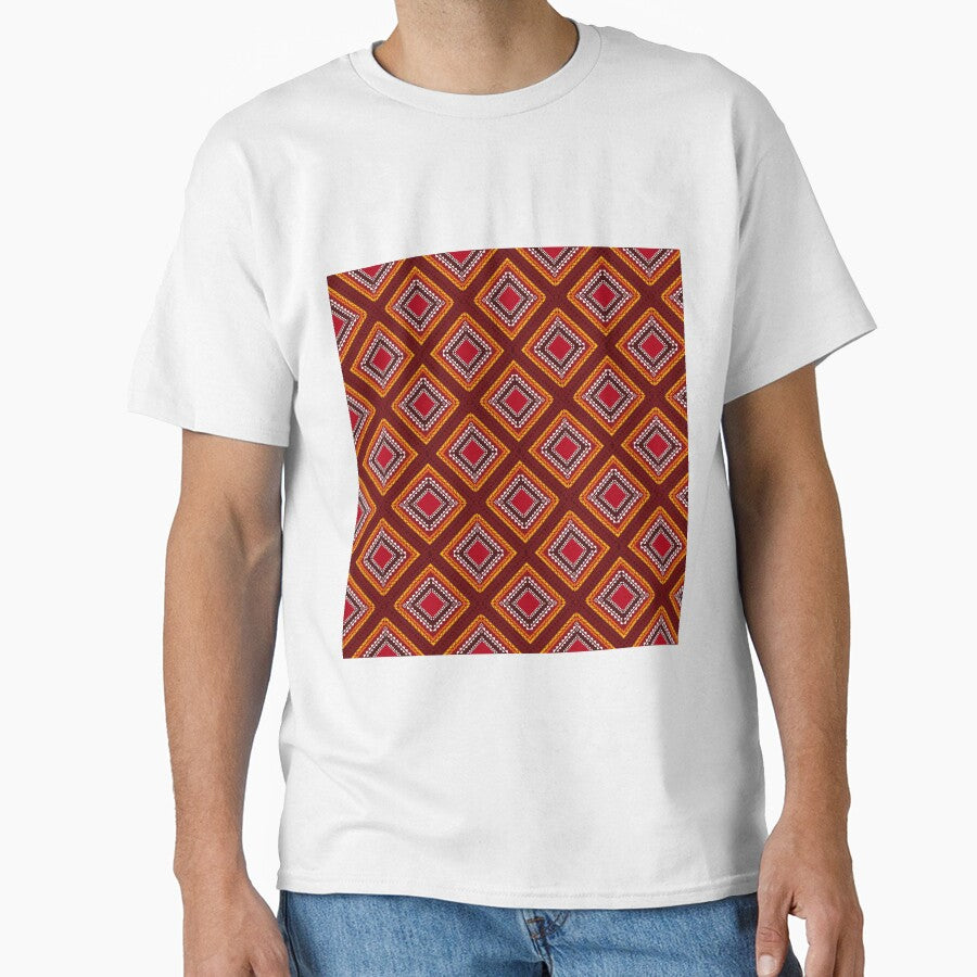Boho seamless pattern blends tribal floral design with a vivid red, orange, and gold palette by zephstudoartist