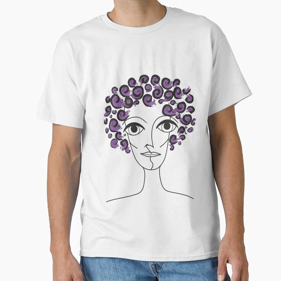 Lineart Portrait  Woman with Purple Curly hair by ZoJovArt