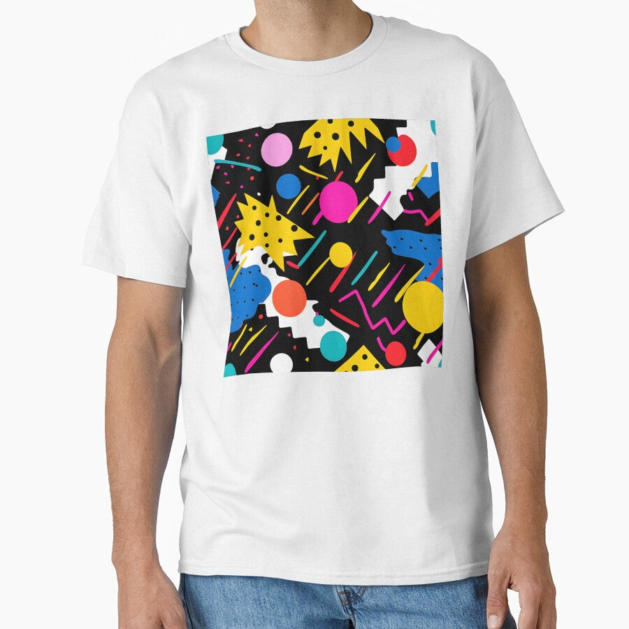 Pop Art Pink, Blue, Yellow, Black Abstract Designs by DEC02 Unisex , , , Long Sleeve Tee