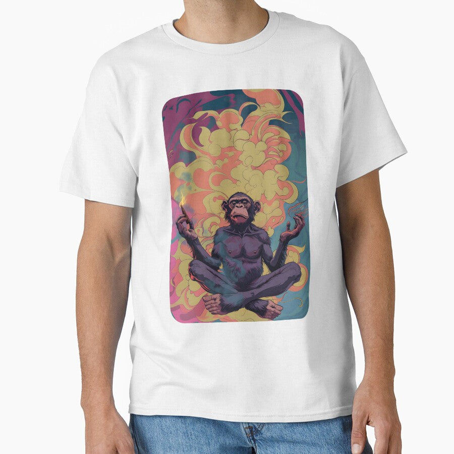 Zenned Out Meditating Ape - Holding a Joint by ManyMelany