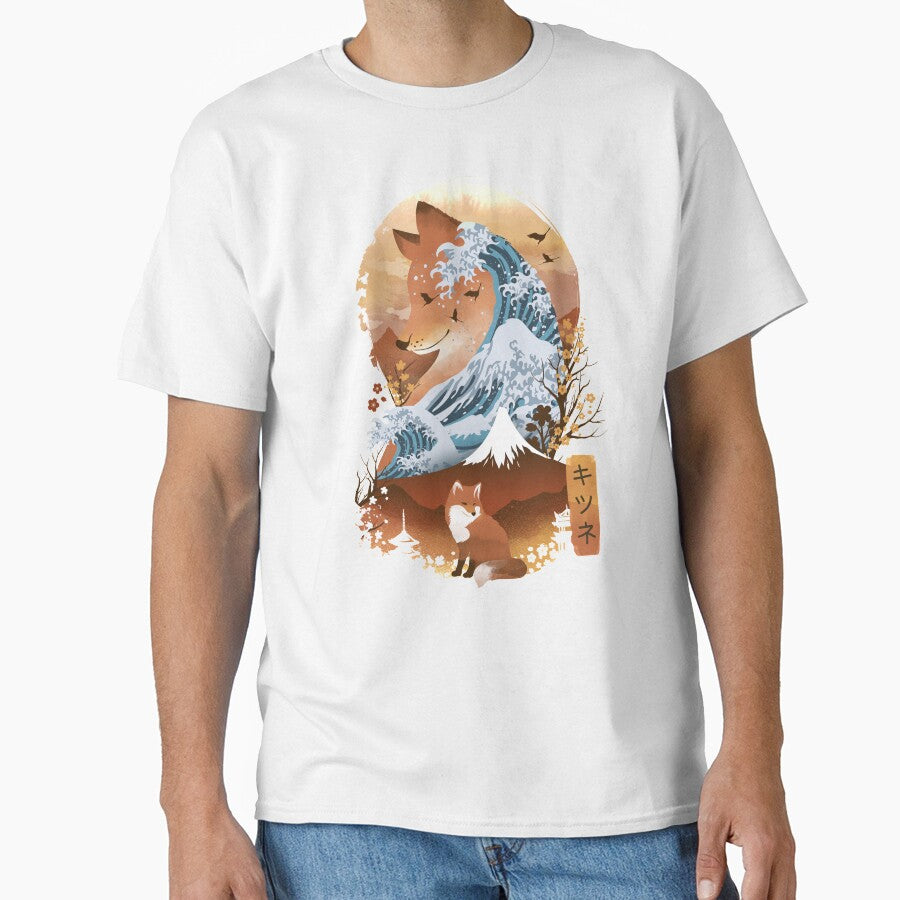 Kitsune Landscape by Dan Elijah Fajardo Unisex , , , Long Sleeve Tee