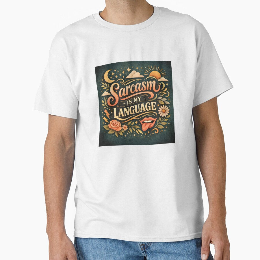 Sarcasm Is My Language – Aesthetic Typography Design by Sanika arts Unisex , , , Long Sleeve Tee