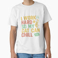 I Work Hard So My Cat Can Chill - Sarcastic Quote Design by Merrko-Atelier Unisex , , , Long Sleeve Tee