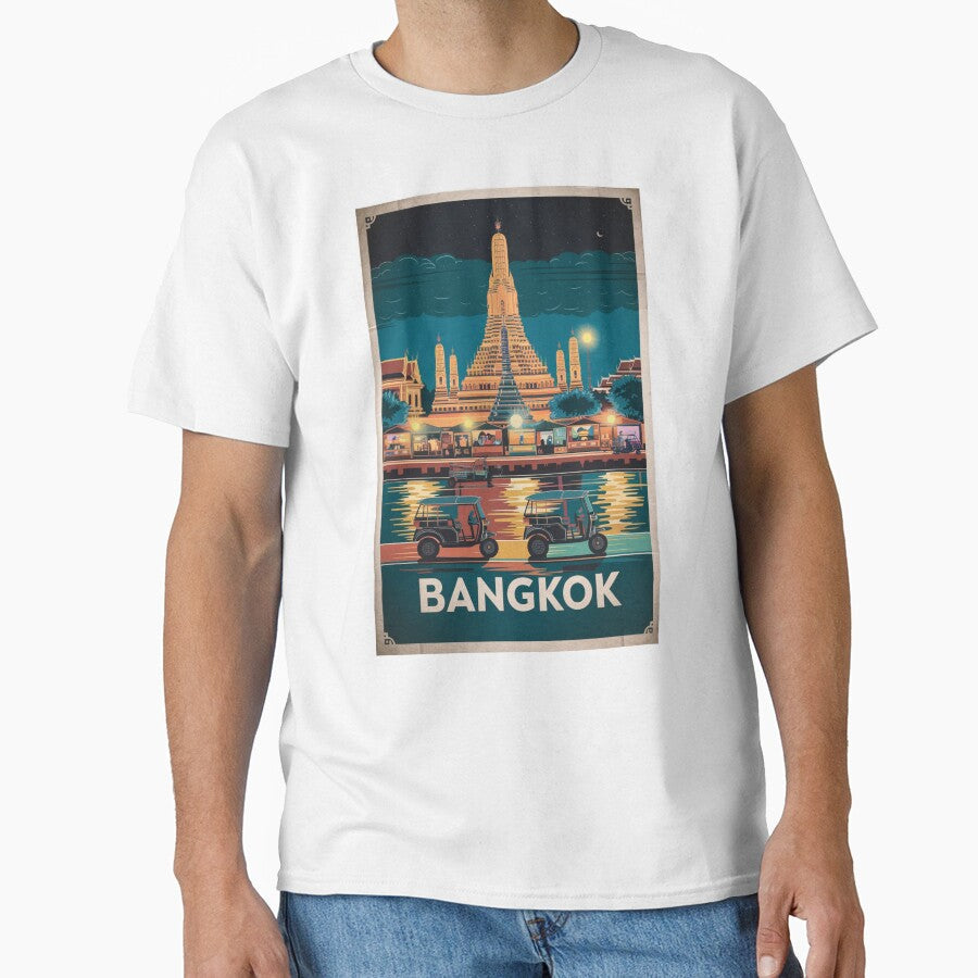 Bangkok Vintage Travel Poster by TravelerRat Unisex , , , Long Sleeve Tee