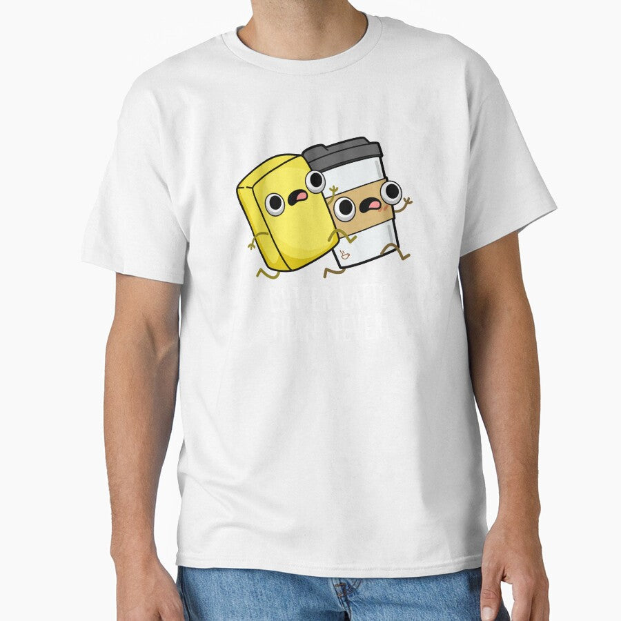Butter Latte Than Never Funny Food Pun (Dark BG) by punnybone Unisex , , , Long Sleeve Tee