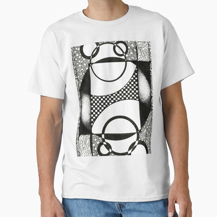 Theoretical – Abstract Ink Drawing with Circles, Checkerboard & Patterns by DanielleJScott.com