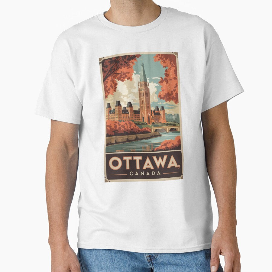 Ottawa Vintage Travel Poster by TravelerRat Unisex , , , Long Sleeve Tee