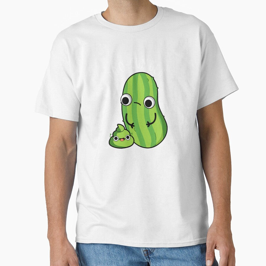 Poo-cumber Funny Cucumber Pun (Dark BG) by punnybone Unisex , , , Long Sleeve Tee