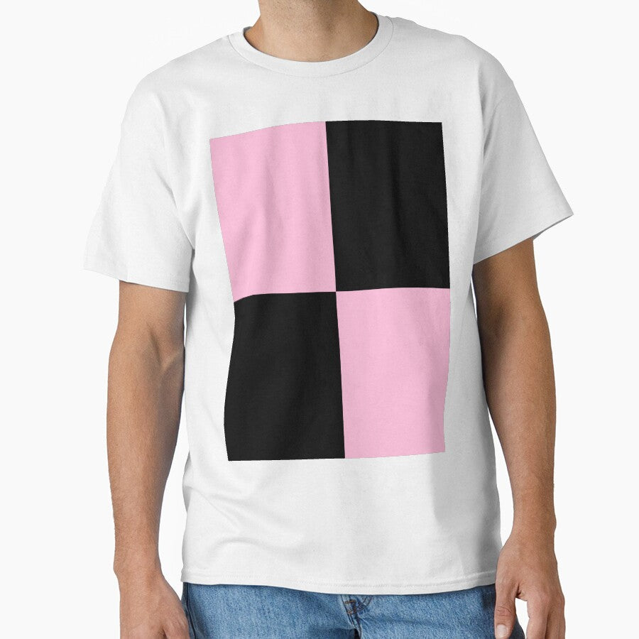 Quarters - Black and Cotton Candy Pink by JustPatterns2 Unisex , , , Long Sleeve Tee