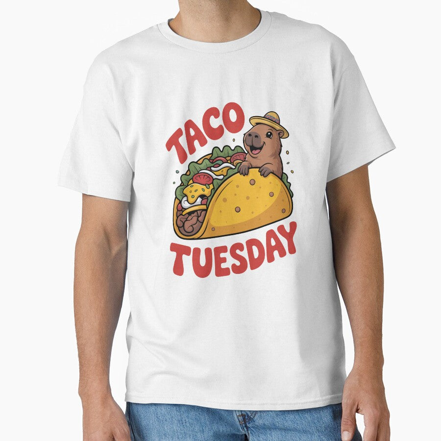 Capybara Taco Tuesday Funny Food Design by MonkiFlipp Unisex , , , Long Sleeve Tee