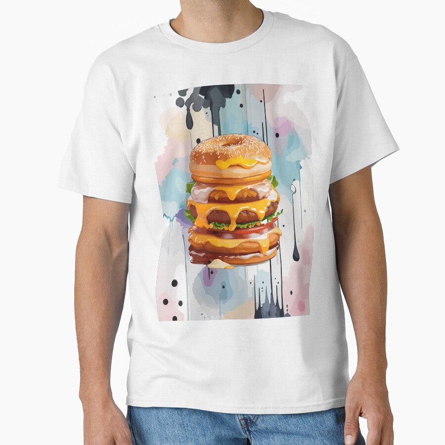 Double Donut Burger - Fast Food Favorite by FridPix Unisex , , , Long Sleeve Tee