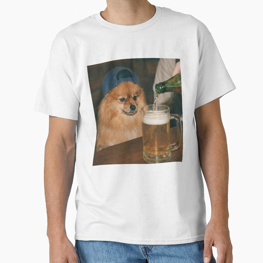 Funny Pomeranian Drinking Beer by ascribbler19 Unisex , , , Long Sleeve Tee