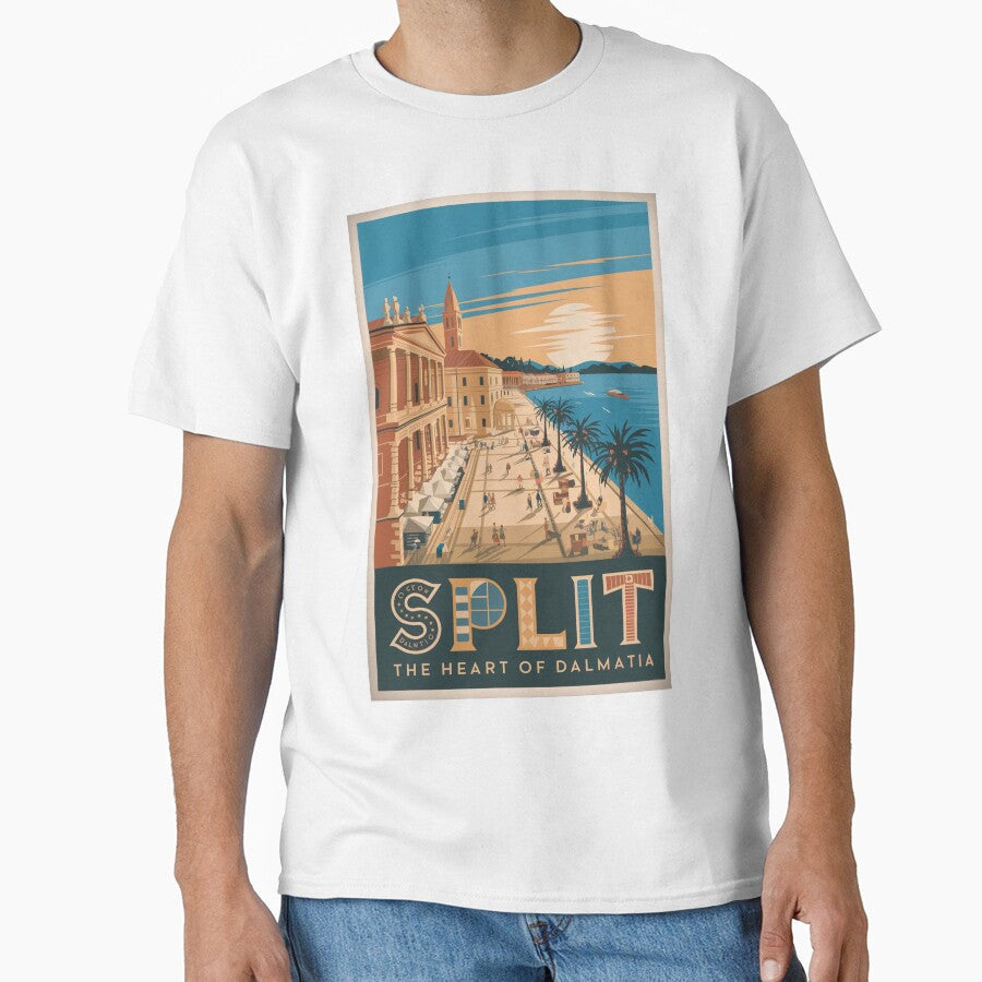 Split Vintage Travel Poster by TravelerRat Unisex , , , Long Sleeve Tee